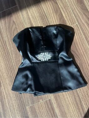 VENUS Black Satin Spaghetti Strap Embellished Camisole